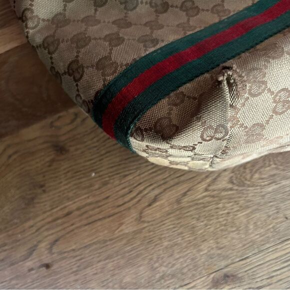 Vintage Gucci canvas leather Sherry tote with charms - Picture 4 of 14